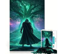 Rompecabezas de 1000 Piezas Guerrero Misterioso Ante el árbol resplandeciente para Adolescentes Juguete para Pensar con sabiduría Fácil de Usar Corte preciso Regalo increíble (50x75cm)