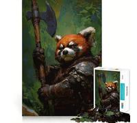 Rompecabezas de 1000 Piezas Guerrero Panda Rojo con Hacha para Adultos y Adolescentes Recuerda armarlo Lentamente y Disfruta de un Corte preciso Arte Coleccionable (50x75cm)