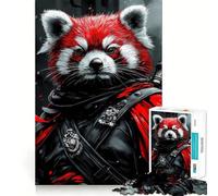 Rompecabezas de 1000 Piezas Guerrero Panda Rojo para Adolescentes, Juguete de lógica, Divertido y silencioso, Corte Suave, Regalo Encantador (50x75cm)