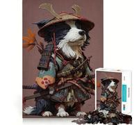 Rompecabezas de 1000 Piezas Guerrero Perro Samurai para Adolescentes, Juguete de lógica, Divertido y silencioso, Corte Suave, Regalo Encantador (38x26cm)