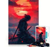 Rompecabezas de 1000 Piezas Guerrero Samurai al Atardecer para Adultos Fortalece la Memoria Tiempo de relajación Bordes limpios (50x75cm)