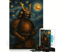 Rompecabezas de 1000 Piezas Guerrero samurái al Estilo de La Noche Estrellada para Adultos Juguete para el hogar Disfrute de un Corte Fino Regalo Ideal para Navidad (38x52cm)