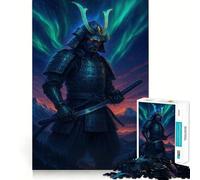 Rompecabezas de 1000 Piezas Guerrero samurái bajo la Aurora Boreal para Adolescentes Juguete de lógica Tipo Tren para aliviar el estrés Corte Suave Regalo Memorable (50x75cm)
