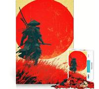 Rompecabezas de 1000 Piezas Guerrero samurái con Sol Naciente para Adolescentes Juguete Mental Tiempo de Paz Corte Premium Regalo artístico (38x26cm)