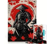 Rompecabezas de 1000 Piezas Guerrero Samurai con Sol Rojo para Adolescentes Juguete de lógica, Sencillo, Divertido, con Bordes Suaves y Elegante Regalo Ideal (38x52cm)