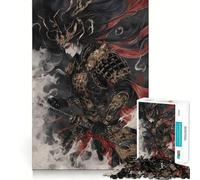 Rompecabezas de 1000 Piezas Guerrero samurái en el Humo para Adolescentes Juguete Que desafía la Mente Pasatiempo Tranquilo Corte preciso Regalo de Temporada (38x26cm)