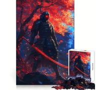 Rompecabezas de 1000 Piezas Guerrero samurái en Rojo para Adultos Juguete Inteligente, Divertido y silencioso Bordes Suaves Regalo Ideal para Festivales (50x75cm)