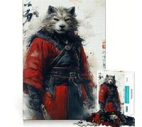 Rompecabezas de 1000 Piezas Guerrero Samurai Lobo para Adolescentes Juego de Memoria Divertido Componentes Resistentes y de Corte Limpio Portátil y fácil de Transportar Juego Divertido (38x26cm)