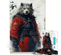 Rompecabezas de 1000 Piezas Guerrero Samurai Lobo para Adolescentes Juego de Memoria y concentración Calidad Profesional Ideal para Recortar y Relajarse en Grupo (38x52cm)