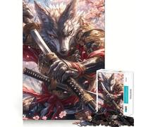 Rompecabezas de 1000 Piezas Guerrero Samurai Lobo para Adultos Diversión y Entrenamiento Mental Corte de precisión Bordes Suaves Actividad Absorbente para Noches tranquilas (50x75cm)