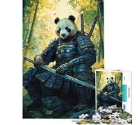 Rompecabezas de 1000 Piezas Guerrero Samurai Panda Un desafío Educativo Divertido y con un Toque de Humor Ideal para Decorar la Pared para niños a Partir de 14 años (38x26cm)