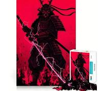 Rompecabezas de 1000 Piezas Guerrero Samurai Rojo con Espada Relámpago para Adolescentes Juguete de lógica para Relajarse mentalmente Bordes definidos Regalo Elegante (50x75cm)