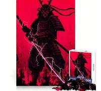 Rompecabezas de 1000 Piezas Guerrero Samurai Rojo con Espada Relámpago para Adolescentes Juguete de lógica para Relajarse mentalmente Bordes definidos Regalo Elegante (50x75cm)