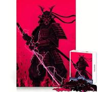 Rompecabezas de 1000 Piezas Guerrero samurái Rojo con Espada relámpago para Adolescentes Juguete para Pensar y Relajarse Regalo Ideal para Festivales (50x75cm)