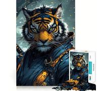 Rompecabezas de 1000 Piezas Guerrero Samurai Tigre para Adolescentes Juguete de razonamiento Habilidad Tranquilo Calma Corte Exacto Sorpresa de Navidad 38x26cm