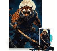 Rompecabezas de 1000 Piezas Guerrero Samurai Tigre para Adolescentes Juguete para desarrollar la Mente y divertirse Diseño Elegante para armar Regalo Ideal 38x26cm