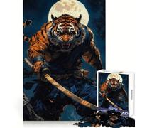 Rompecabezas de 1000 Piezas Guerrero Samurai Tigre para Adultos Juguete para la Mente, Juego Relajante, Bordes precisos, Regalo conmovedor 38x52cm