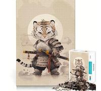Rompecabezas de 1000 Piezas Guerrero Samurai Tigre para Adultos y Adolescentes Juego Mental para calmar la Mente Corte preciso 50x75cm