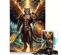 Rompecabezas de 1000 Piezas Guerrero Tigre Alado con Armadura Dorada para Adultos Juego de Memoria Cerebral Encaje Huecos Actividad Relajante para un Descanso Mental (50x75cm)