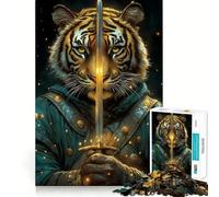 Rompecabezas de 1000 Piezas Guerrero Tigre con Espada para Adolescentes Juguete para ejercitar la Mente Tiempo de relajación Diseño artístico de Corte preciso 38x52cm