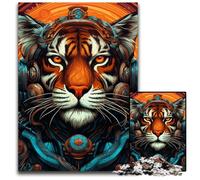 Rompecabezas de 1000 Piezas Guerrero Tigre para Adultos. Entretenimiento Relajante, Navidad y decoración del hogar. 26x38cm/10,23x14,96 Pulgadas.