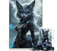 Rompecabezas de 1000 Piezas Guerrero Zorro Místico con Ojos Brillantes para Adultos Juguete de razonamiento y Habilidad para aliviar la ansiedad Corte preciso Regalo Elegante (50x75cm)