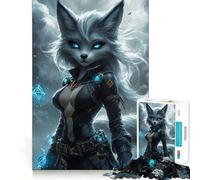 Rompecabezas de 1000 Piezas Guerrero Zorro Místico con Ojos Brillantes para Adultos Juguete de razonamiento y Habilidad para aliviar la ansiedad Corte preciso Regalo Elegante (50x75cm)