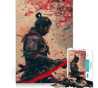 Rompecabezas de 1000 Piezas Guerreros samuráis en cerezos para Adolescentes Juego de Rompecabezas para desarrollar la Mente y calmar la Mente (50x75cm)