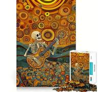 Rompecabezas de 1000 Piezas Guitarrista Esqueleto de Azúcar para Adolescentes, Juguete antiestrés, Corte preciso, Lista de Deseos de Papá Noel 50x75cm