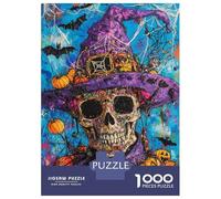 Rompecabezas De 1000 Piezas Halloween Witch Skull Rompecabezas Juguetes Antiestrés Decoración De Pared Cumpleaños Y Navidad 52x38cm/1000pcs