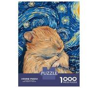 Rompecabezas De 1000 Piezas - Hamster in Starry Night Style Rompecabezas Juego De Ingenio Decoración De Pared Oferta como Regalos para Toda La Familia 70x50cm/1000pcs