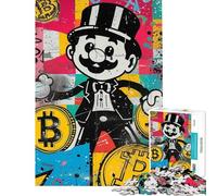 Rompecabezas de 1000 Piezas Happy Bitcoin para Adultos Ideal para Adolescentes con patrón de ensamblaje para interacción Entre Padres e Hijos cumpleaños 38x26cm