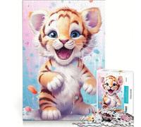 Rompecabezas de 1000 Piezas Happy Little Milky Tiger, Juego Familiar, Montaje de Patrones, con Piezas de Formas aleatorias Que encajan Perfectamente 38x26cm