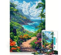 Rompecabezas de 1000 Piezas Hawái,Olas Retro,píxeles,Corte Limpio,Pieza Que desafía la Mente,Juguete para Relajarse,Divertido,Pieza de Arte navideña (38x26cm)