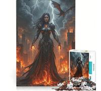 Rompecabezas de 1000 Piezas: Hechicera Oscura en una Ciudad en Llamas Juegos relajantes, Ideales para la interacción Entre Padres e Hijos Regalos para Amigos y Familiares 38x26cm