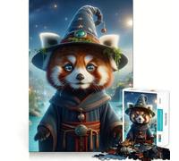 Rompecabezas de 1000 Piezas Hechicero Panda Rojo para Adolescentes Juguete de lógica Mental Diseño Tranquilo y Firme Artículo de Santa Claus (38x52cm)