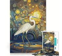 Rompecabezas de 1000 Piezas Hermosa Garza,Arte de Klimt,decoración de Ajuste Limpio,Actividad para la Mente Inteligente,Juego Acogedor,Regalo Divertido de Navidad (38x26cm)