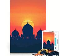 Rompecabezas de 1000 Piezas Hermosa Mezquita al Atardecer Bordes Juego para desarrollar la Mente Juego Lento Divertido Regalo de cumpleaños (38x26cm)