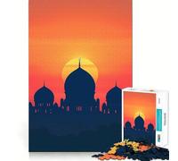 Rompecabezas de 1000 Piezas Hermosa Mezquita al Atardecer,decoración de Bordes impecables,Juguete para Entrenar el Pensamiento,Juego Divertido y fácil de Usar,Regalo de cumpleaños (38x52cm)
