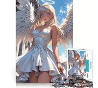Rompecabezas de 1000 Piezas Hermosa niña ángel Blanca,articulaciones afiladas,Juego Creativo para ejercitar la Mente,Juego Acogedor,Regalo de cumpleaños (38x52cm)