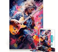 Rompecabezas de 1000 Piezas Hermosa niña Tocando la Guitarra,Corte sin Costuras,Juego Mental,Regalo,Juego Casual,Navidad,decoración del hogar (38x26cm)