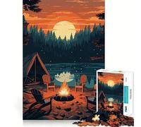 Rompecabezas de 1000 Piezas Hermosa Noche de Campamento,Bordes, Juego Inteligente,desafío,diversión,Juego Lento,diversión,Regalo de cumpleaños (38x26cm)