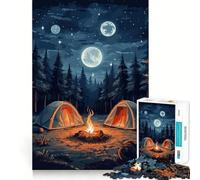 Rompecabezas de 1000 Piezas Hermosa Noche de Campamento,Bordes, Juego Inteligente,desafío,diversión,Juego Lento,diversión,Regalo de cumpleaños (38x26cm)