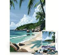 Rompecabezas de 1000 Piezas Hermosa Playa de Seychelles para Adolescentes Que Mejora la Memoria y relaja el Juego Bordes limpios Artículo de Santa Claus 38x26cm