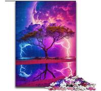 Rompecabezas de 1000 Piezas, Hermoso árbol de la Vida de Madera, Ideal para decoración del hogar y la Oficina, cumpleaños, 50x75cm, Fiesta de cumpleaños para Hombres y Mujeres