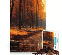 Rompecabezas de 1000 Piezas Hermoso Bosque otoñal,Corte preciso,Juego de lógica,Juego Relajante, (50x75cm)