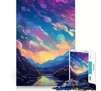 Rompecabezas de 1000 Piezas Hermoso Cielo Estrellado,Bordes, Juego Inteligente,desafío,diversión,Juego Lento,diversión,Regalo de cumpleaños (38x26cm)