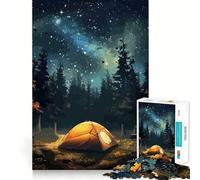 Rompecabezas de 1000 Piezas,Hermoso diseño de Campamento Nocturno,Bordes Suaves,Juego para desarrollar la Mente,diversión,Momento Acogedor,Regalo de cumpleaños,pasatiempo (38x26cm)