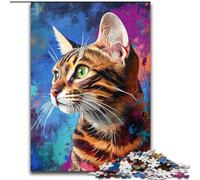 Rompecabezas de 1000 Piezas: Hermoso Gato de Bengala. Juego Interactivo Familiar, Rompecabezas, Juguete Educativo (tamaño 26x38cm).