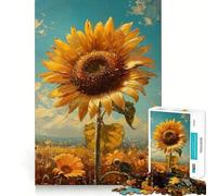 Rompecabezas de 1000 Piezas - Hermoso Girasol Dorado,Bordes Bien definidos,Juguete para Entrenar el Pensamiento,Juego Divertido y fácil de Usar,Regalo de cumpleaños (38x52cm)